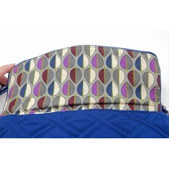 Vera Bradley Navy Quilted Purse Handbag Chain Leather Strap Shoulder Bag - Picture 16 of 16